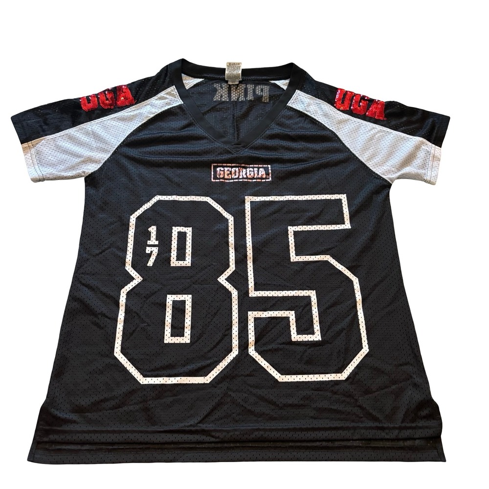 Victoria's Secret PINK Georgia Bulldogs UGA Mesh Football Jersey Black Large - Picture 1 of 9